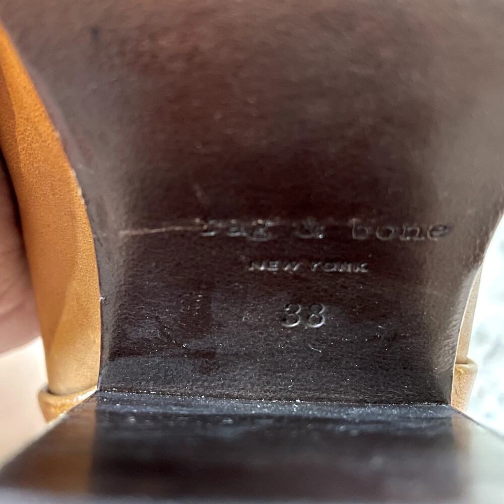 Rag & Bone Newbury Boot Brown Genuine Leather Stacked Heel Bootie Womens SZ 8 - Picture 9 of 10